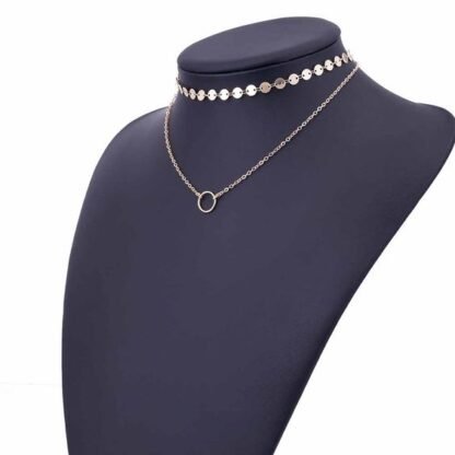 collier multirang cercle dore