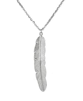 collier plume argent