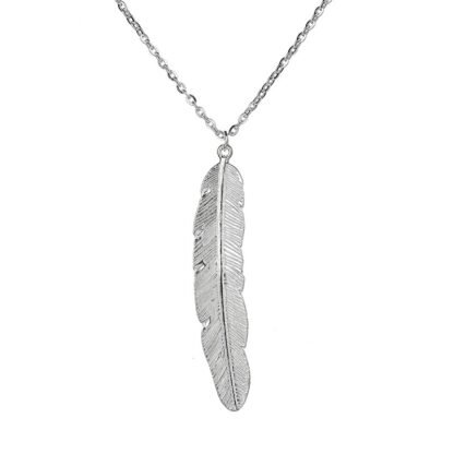 collier plume argent