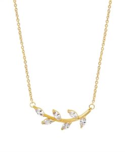 collier feuille or swarovsk
