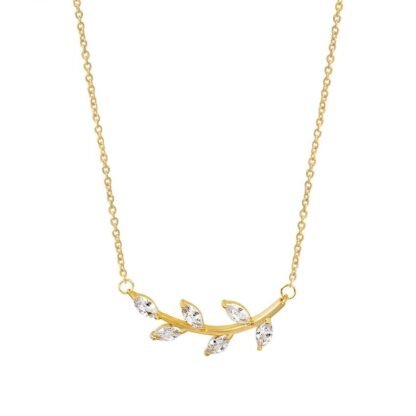 collier feuille or swarovsk