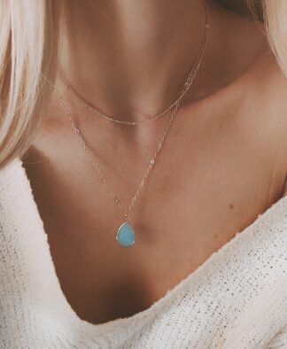 Collier multirang pierre bleu fait main