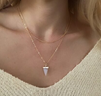 collier quartz rose fait main